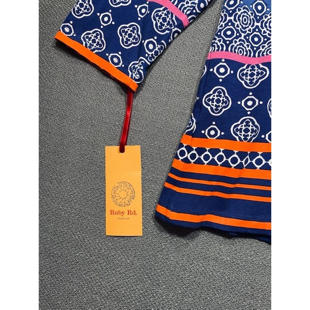 Ruby Rd NWT Colorful Mixed Print Tunic Top L Coastal Resort Cruise Travel - Picture 5 of 9